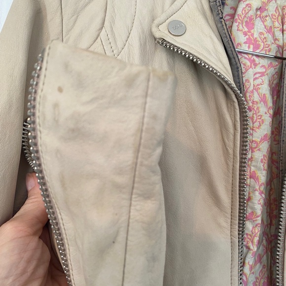 COPY - Cream leather hoodie jacket. - Picture 9 of 12